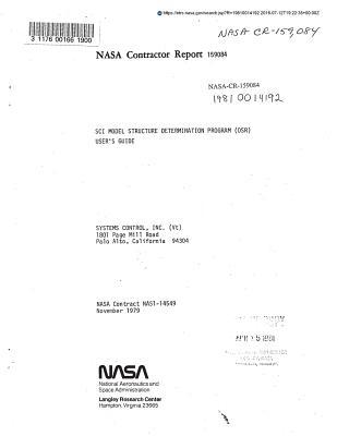 Read online Sci Model Structure Determination Program (Osr) User's Guide. [optimal Subset Regression] - National Aeronautics and Space Administration file in PDF