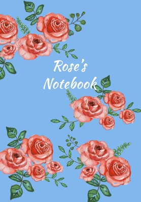 Read Online Rose's Notebook: Personalized Journal - Garden Flowers Pattern. Red Rose Blooms on Baby Blue Cover. Dot Grid Notebook for Notes, Journaling. Floral Watercolor Design with First Name -  | ePub
